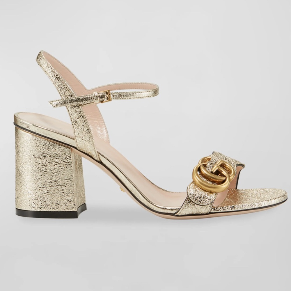 Gucci Marmont Metallic High-Heel Sandals